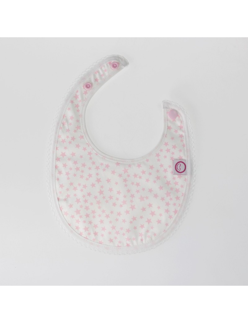 Babete branco estrelas rosa