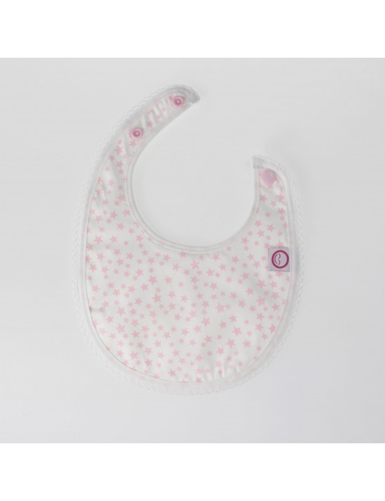 Babete branco estrelas rosa