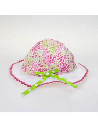 Chapéu Flores rosa e verde
